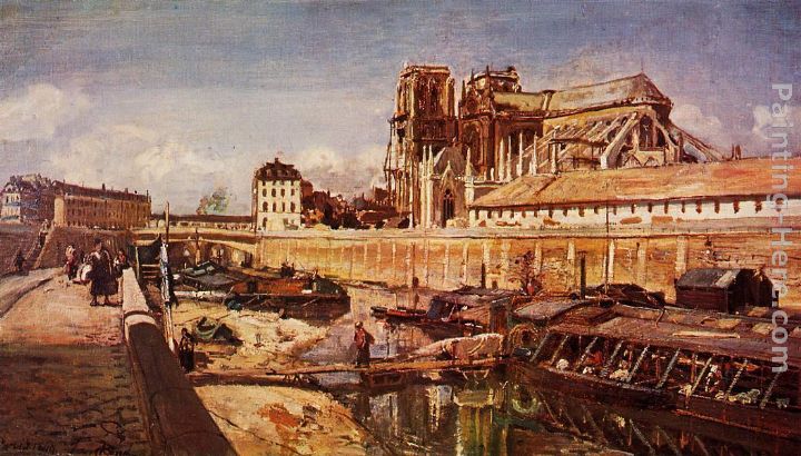 Notre-Dame de Paris, Seen from the Pont de L'Archeveche painting - Johan Barthold Jongkind Notre-Dame de Paris, Seen from the Pont de L'Archeveche art painting